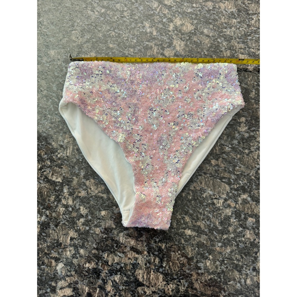 Oceanus Swimwear Pink Iridescent Sequin High Waisted Bikini Bottoms Small